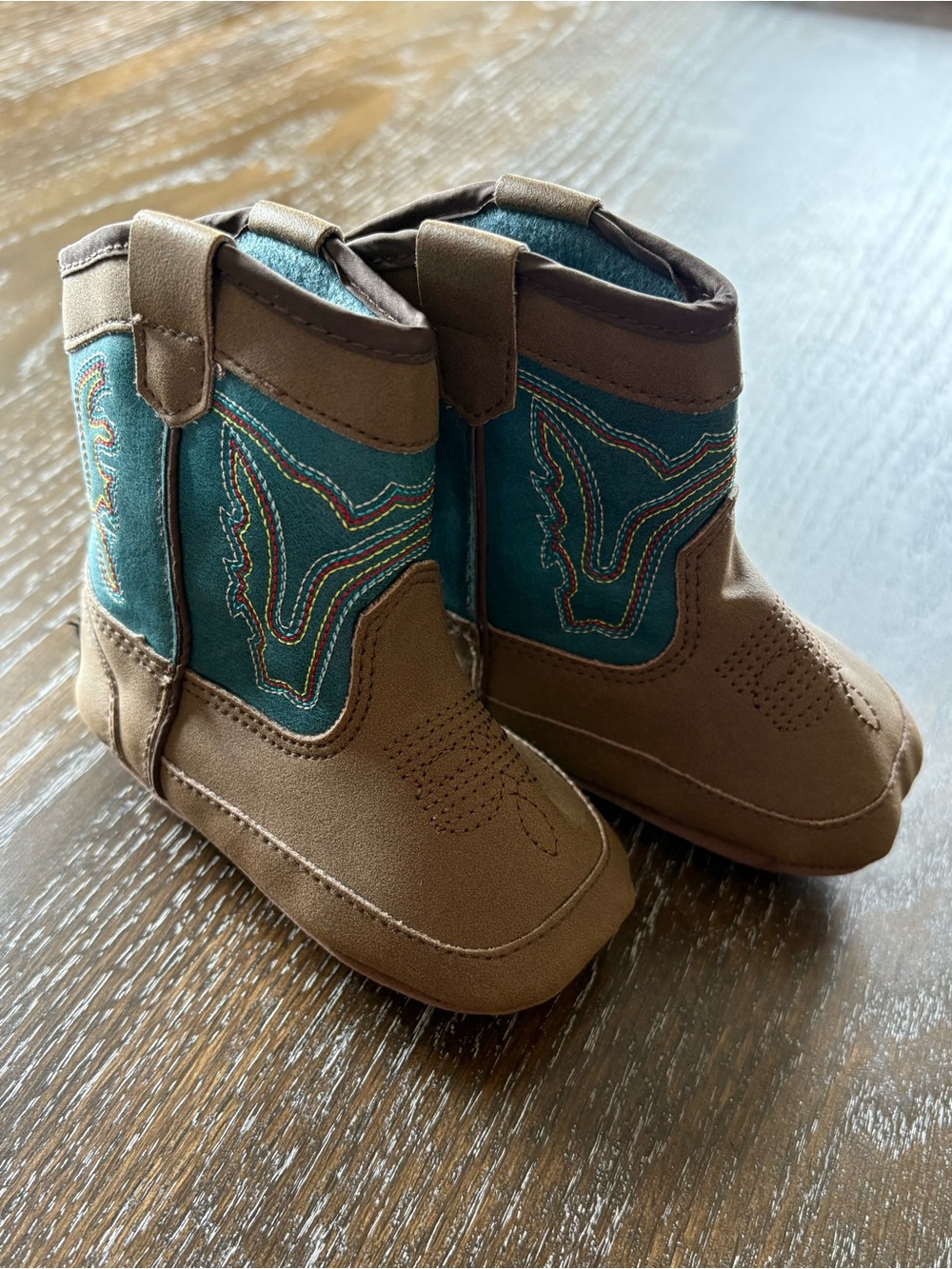 Infant Brown and Teal Cowboy Boots - DBL Barrel Infant Western Boots